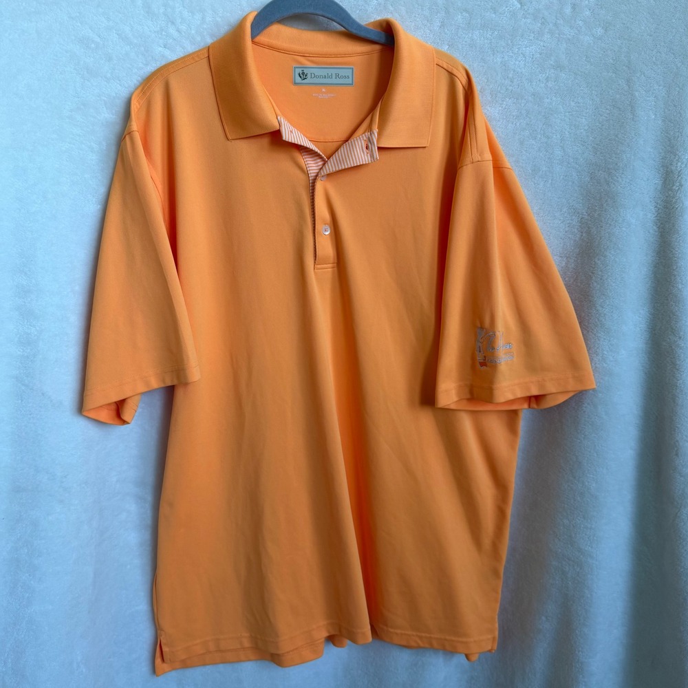 Donald Ross Mens Golf Polo Solid Orange Pique Brookhaven Logo XL